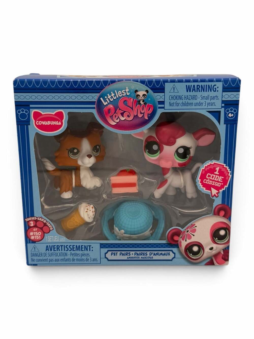 Littlest Pet Shop Series 3 Pet Pairs Cowabunga #150 #151 Cow & Collie